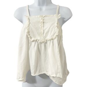 H&M Women's Y2k Babydoll Tank Top White Milkmaid Boho Chic Prairie Peasant Small